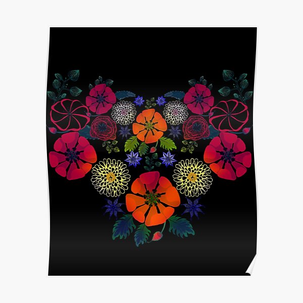 Vintage Ukrainian Embroidery Vyshyvanka Style Retro Floral Ukraine Gift Poster