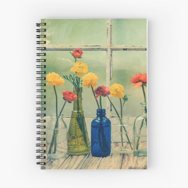 Item preview, Ranunculus, Bottles and Window Floral Still Life designed and sold by Virginia Sanderson.
