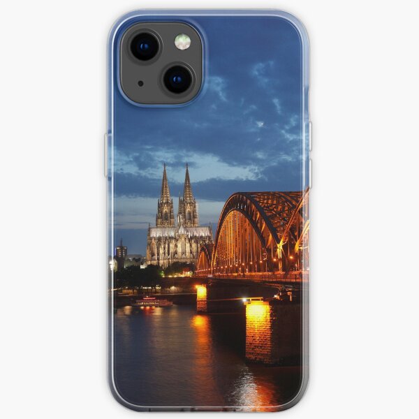 Kölner Dom, Dom, Hohenzollernbrücke, Abenddämmerung, Köln, Deutschland iPhone Flexible Hülle