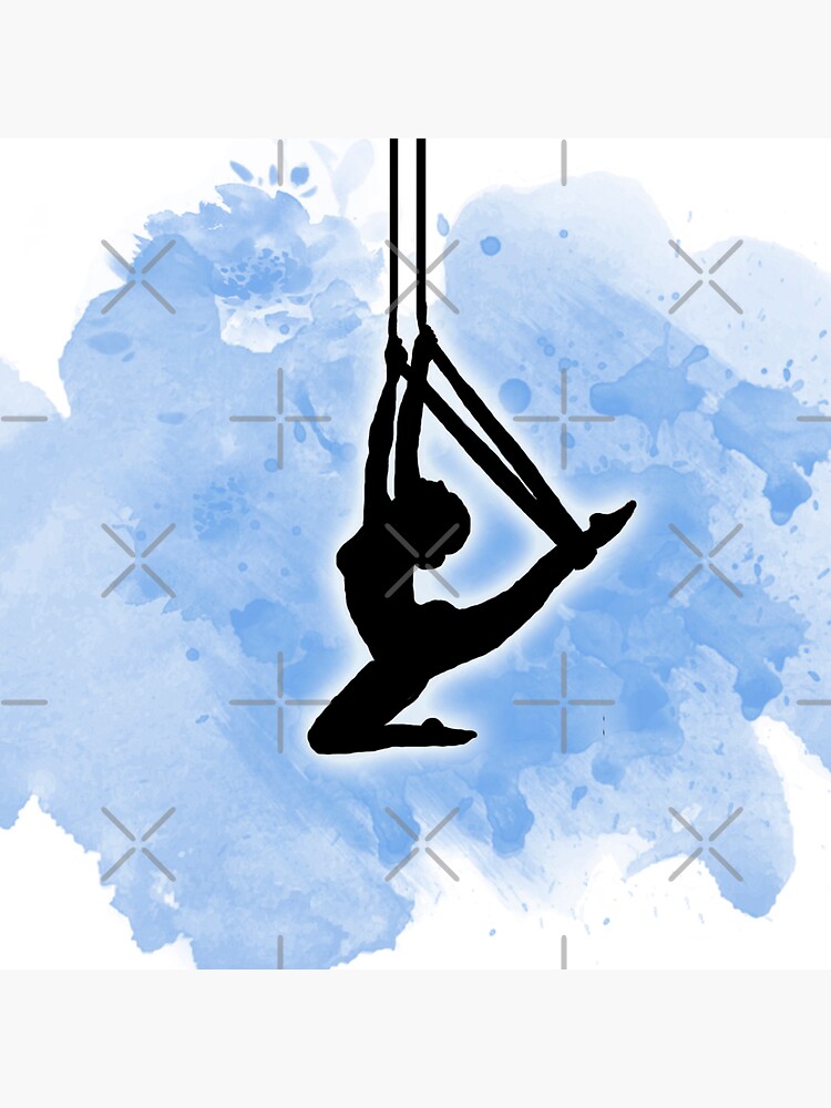Artwork view, Aerialist Backbend on Blue Watercolor designed and sold by TiedtotheSky
