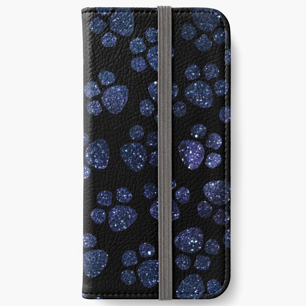 Blue Galaxy Paw Prints Black Background" iPhone Wallet by MysticMagpie | Redbubble