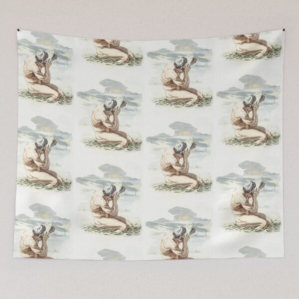 Item preview, Neptune with conch shell Greek mythology illustration vintage designed and sold by Vintage Designs +.