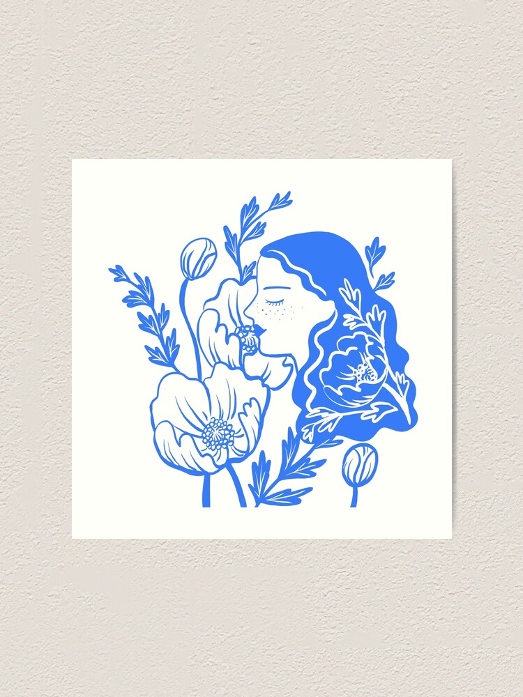 Alternate view of Blooming Lady-Blue Art Print