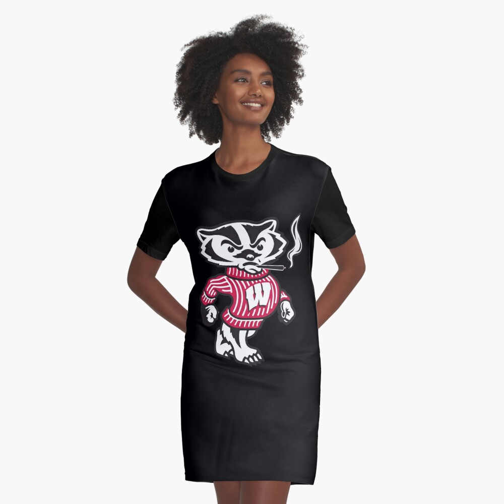 Angry Bucky Badger, Black, Large Women's Racerback Tank