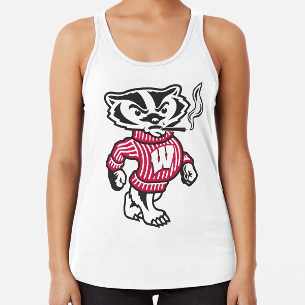 Angry Bucky Badger, Black, Large Women's Racerback Tank