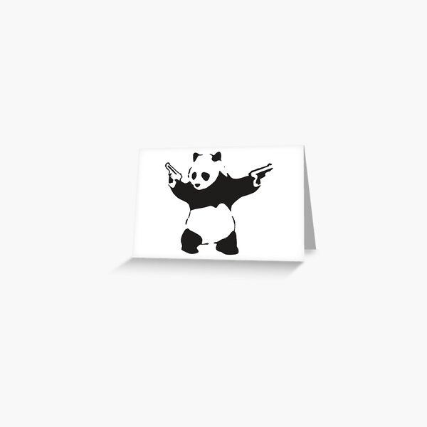 Aperçu de l'œuvre Panda tenant des fusils 2014 - Banksy Graffiti créée et vendue par portokalis.