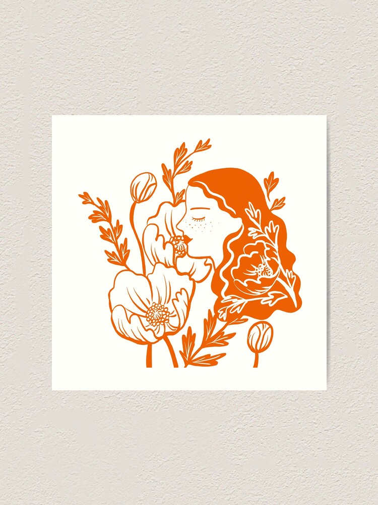 Alternate view of Blooming Lady-Orange Art Print