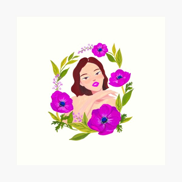 Girl and Anemone Art Print