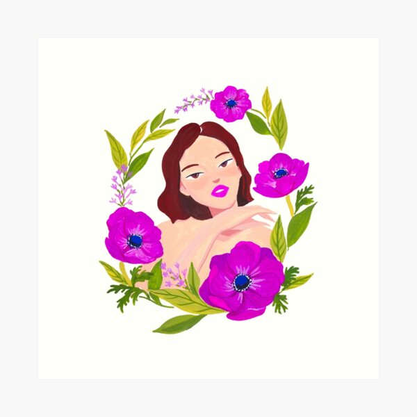Girl and Anemone Art Print