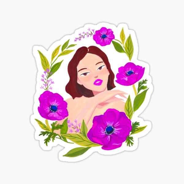 Girl and Anemone Sticker