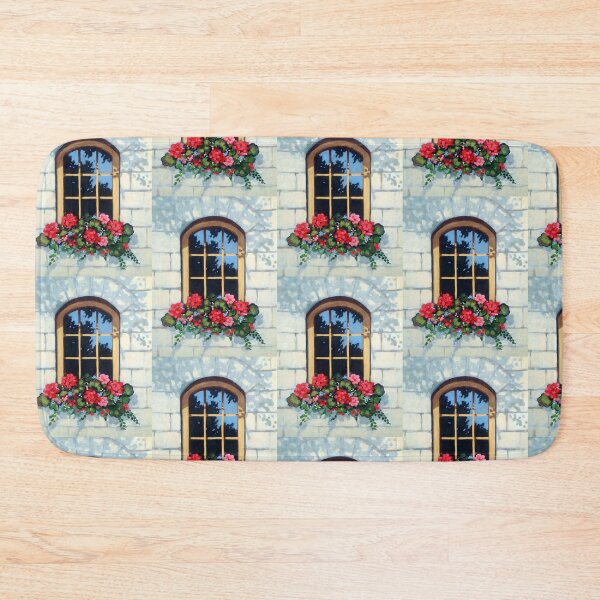 Item preview, Window with Window Box and Flowers, Original Painting, Geraniums, Reflections designed and sold by JoyfulWhimsy.