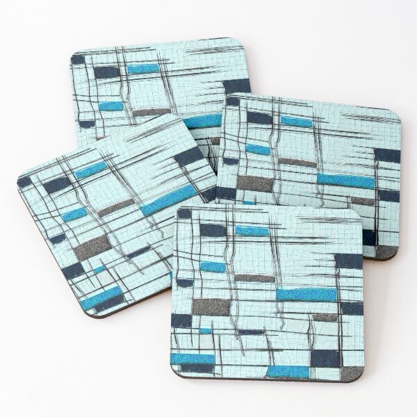 Item preview, Mid-Century Modern Blue Grid designed and sold by gailg1957.