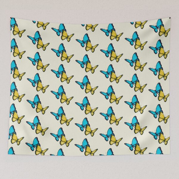 Item preview, Two Butterflies, From Original Art, Blue and Yellow, Insects, Nature Art designed and sold by JoyfulWhimsy.