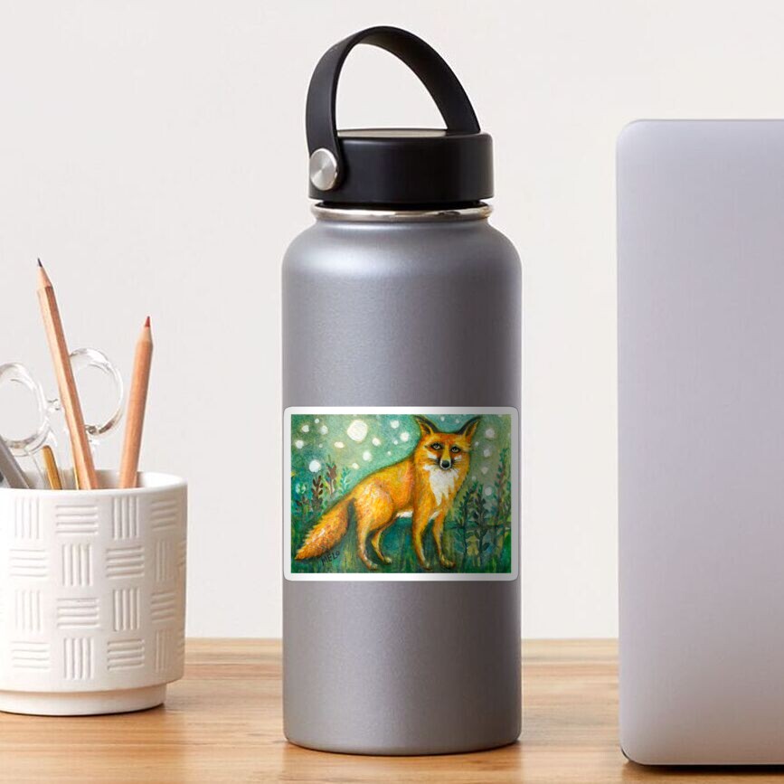 Portrait of Wise Fox, Wildlife art, orange animal, meloearth art Sticker