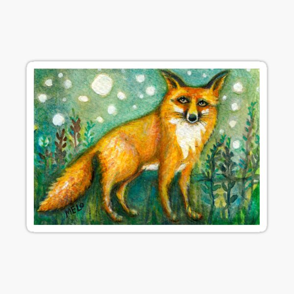 Portrait of Wise Fox, Wildlife art, orange animal, meloearth art Sticker