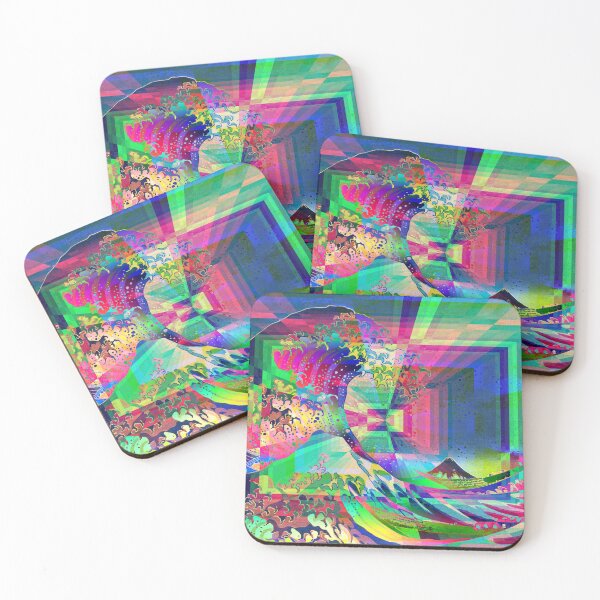 Item preview, Trippy Great Wave Of Kanagawa - Eighties Retro Artwork designed and sold by Dator-Abstracts.