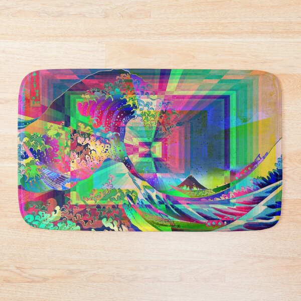 Item preview, Trippy Great Wave Of Kanagawa - Eighties Retro Artwork designed and sold by Dator-Abstracts.