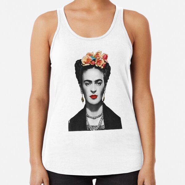 Frida Kahlo Portrait Black And White Racerback Tank Top