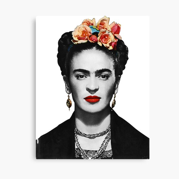 Portrait de Frida Kahlo noir et blanc Impression sur toile