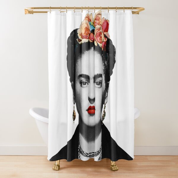Frida Kahlo Portrait Black And White Shower Curtain