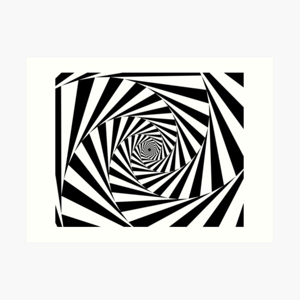 Black And White Op Art Spiral Art Print