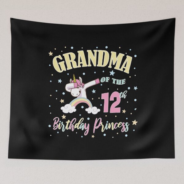 Item preview, Grandma Of The 12th Birthday Princess Unicorn 12 Years Old print designed and sold by Grabitees.