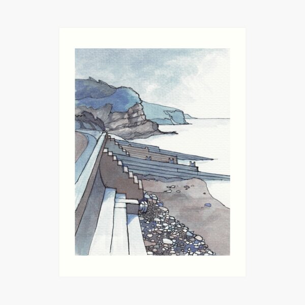 Sea Wall at Amroth Art Print