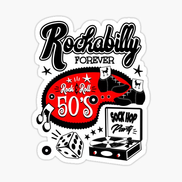 Sticker Rock n Roll Red White and Black Vintage Rockabilly Music