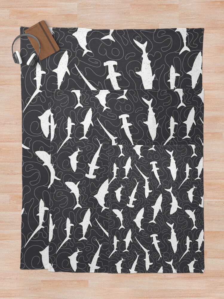 Alternate view of Shark Frenzy Pattern on Charcoal Grey Throw Blanket