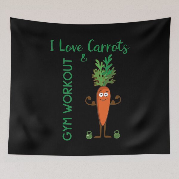 Item preview, I Love Carrots & Gym Workout Fitness Vegan Veggie Funny Gift designed and sold by FunnySunny T-Shirts.