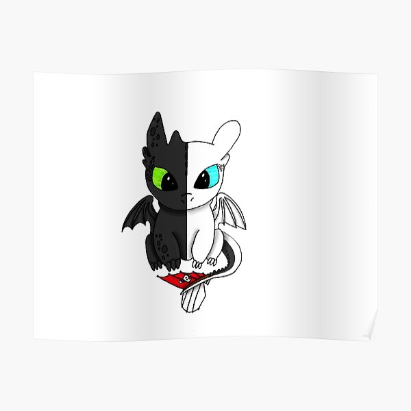 Night Light Fury Chibi Fanart Poster For Sale By Metallicat2114 Redbubble