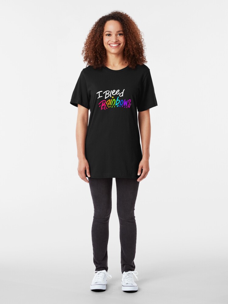Alternate view of I Bleed Rainbows Slim Fit T-Shirt