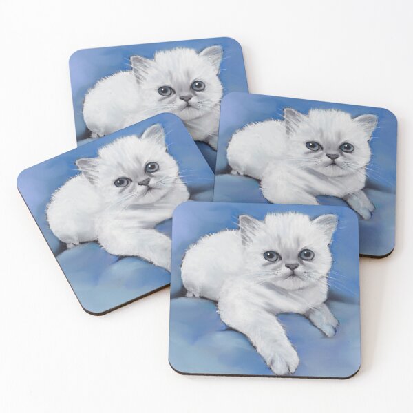 Item preview, Himalayan Kitten: Original Pastel Painting, White Cat, Blue-Eyed Cat designed and sold by JoyfulWhimsy.
