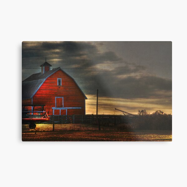 Red Barn at Dawn Metal Print