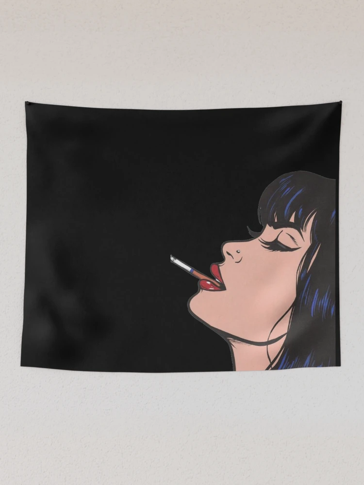 cigarette tapestry Girl Smoking a Black and White Design" for Sale by LorenzoGnech Its the perfect finishing touch for any space in need of a pop of color and personality Van Gogh Tapestry Wall Hanging