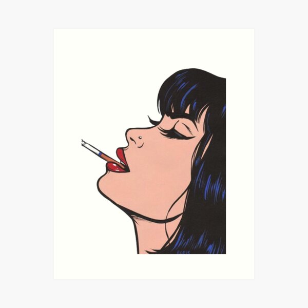 Pop art of girl smoking a cigarette Art Print