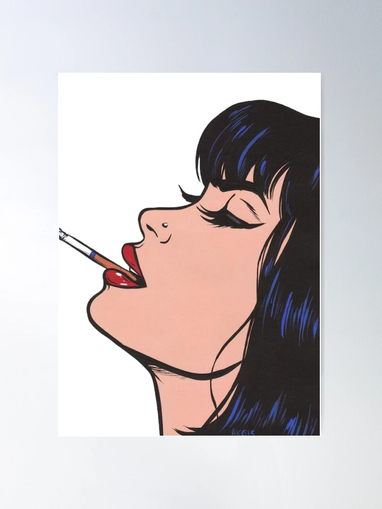 smoking cigarette poster Pop art of girl smoking a cigarette