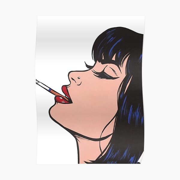 Pop art of girl smoking a cigarette