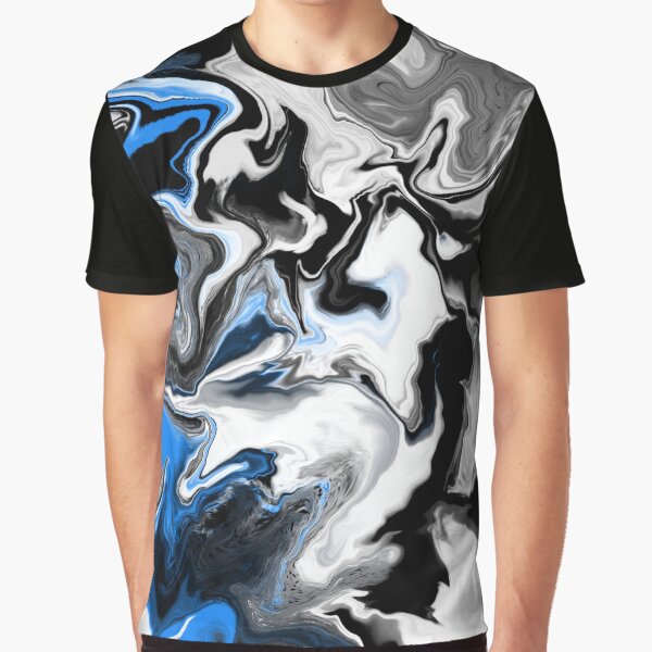 Marble, marbling, monochrome aesthetic, nature, botanical, flowers, bohemian, patterns, polka dot, blue Graphic T-Shirt