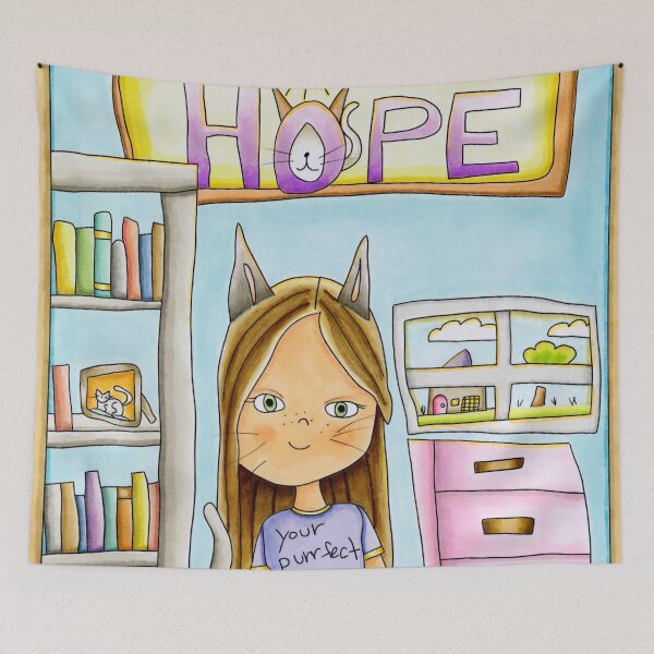 Item preview, Drawn by 10 year old Emi with deployment therapy cats designed and sold by Bonnie Shaw.