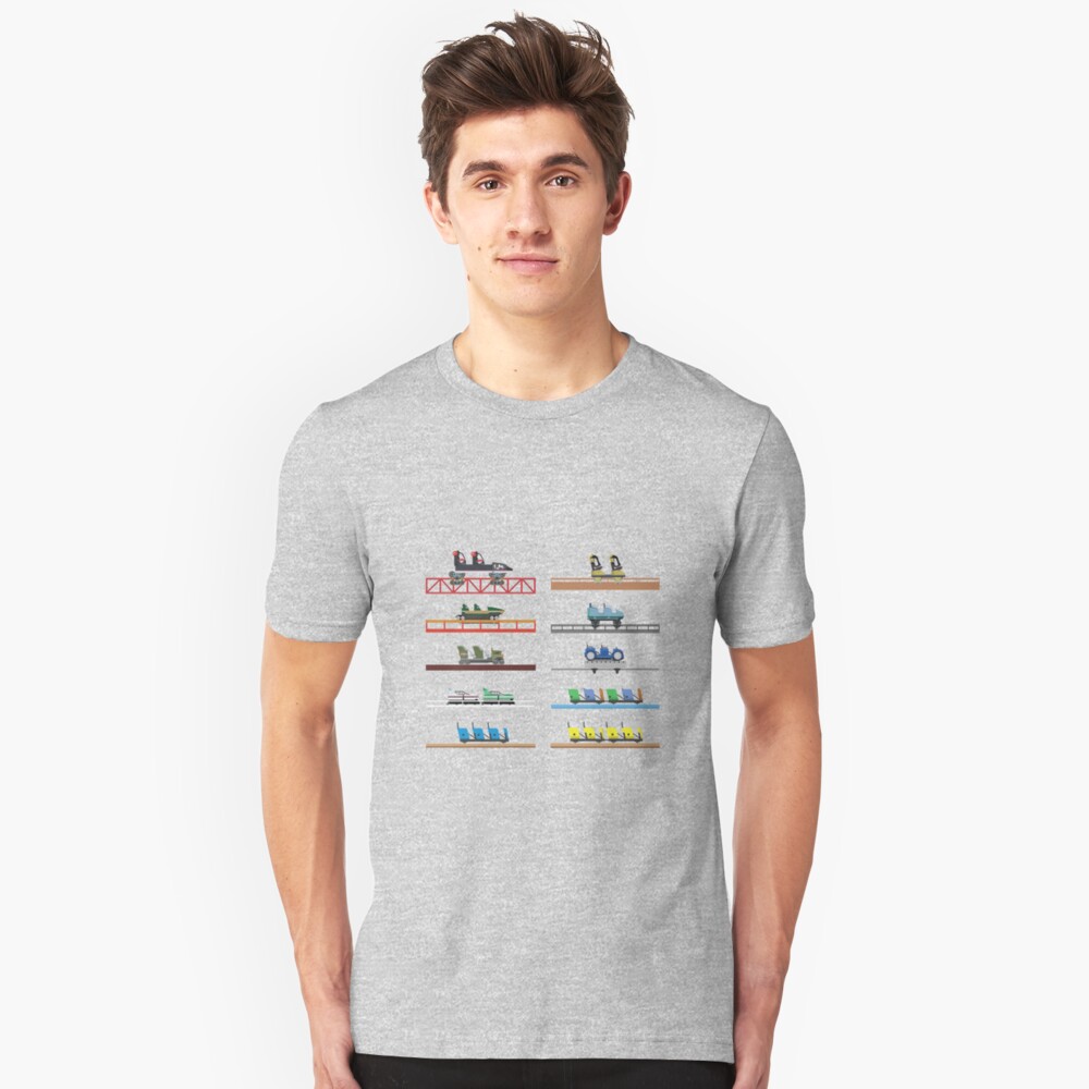 Kings Dominion Coaster Cars Design Slim Fit T-Shirt
