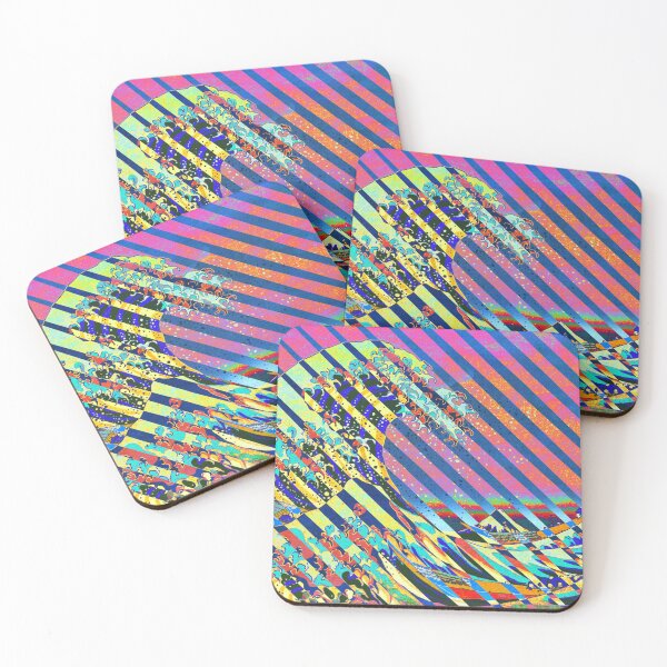 Item preview, 80s Retro Great Wave Of Kanagawa - Interlaced Lines  designed and sold by Dator-Abstracts.