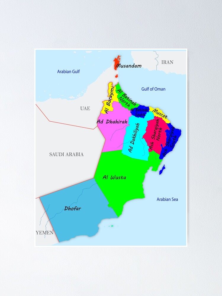 "Oman Governorates map Political Map of Oman names of the governorates