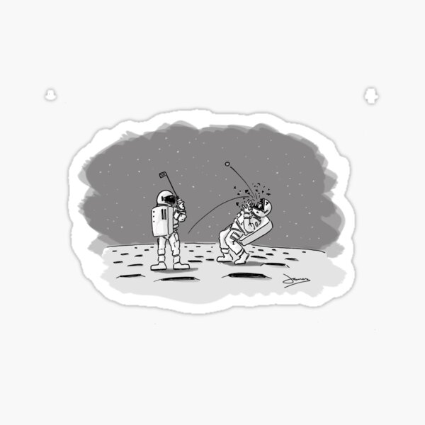 Moon Golf - Space Cartoon Sticker