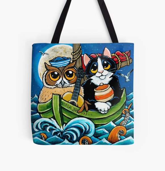 Owl and the Pussycat at Sea All Over Print Tote Bag