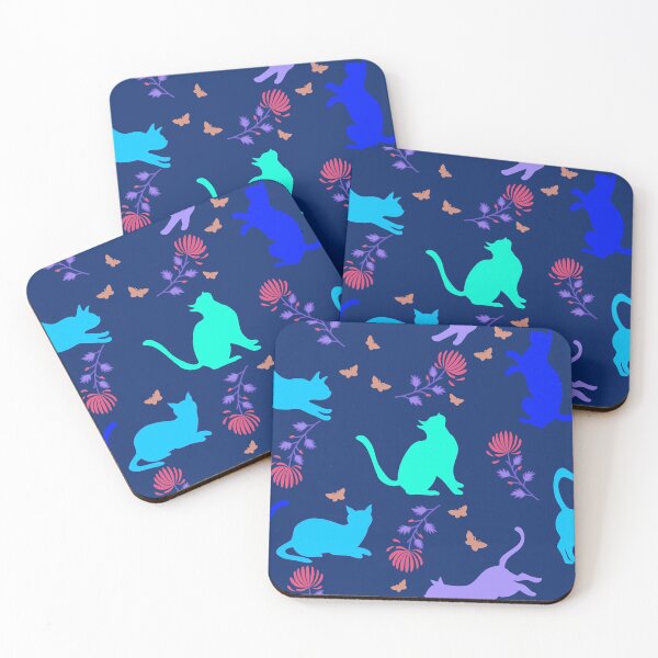 Item preview, Cats, flowers and butterflies blue designed and sold by AtelierEmiLou.