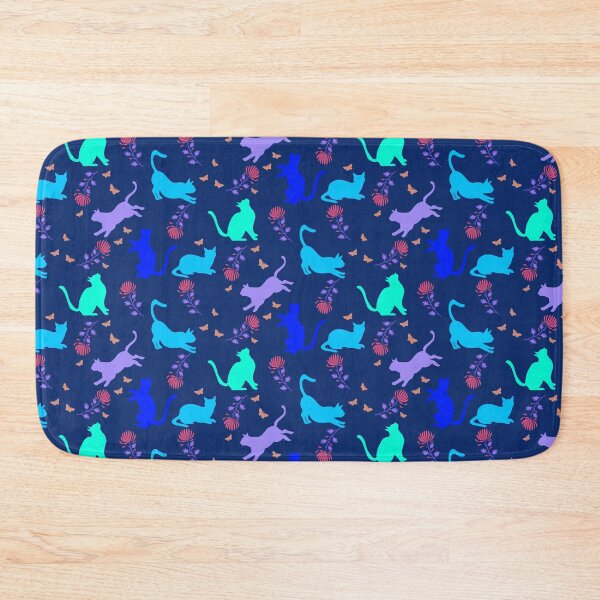 Item preview, Cats, flowers and butterflies blue designed and sold by AtelierEmiLou.