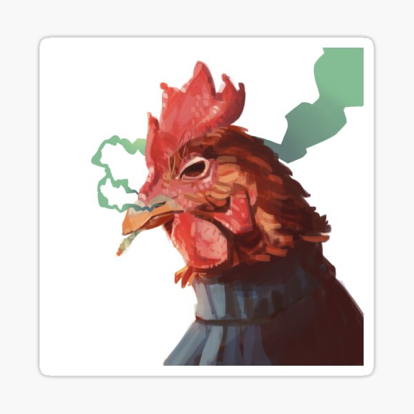 Smoking Rooster Sticker