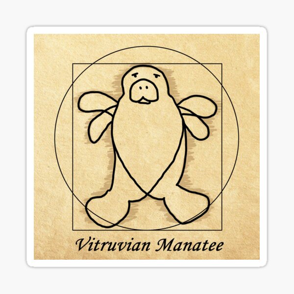 Vitruvian Manatee - Art Cartoon Sticker