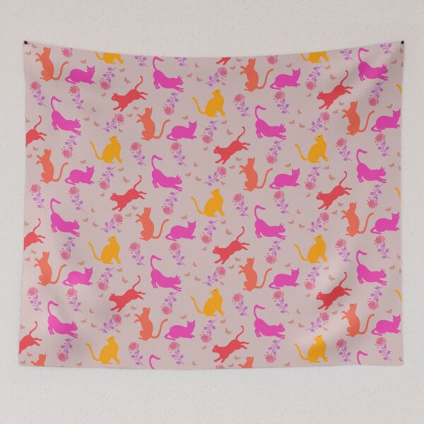 Item preview, Cats, flowers and butterflies pink designed and sold by AtelierEmiLou.
